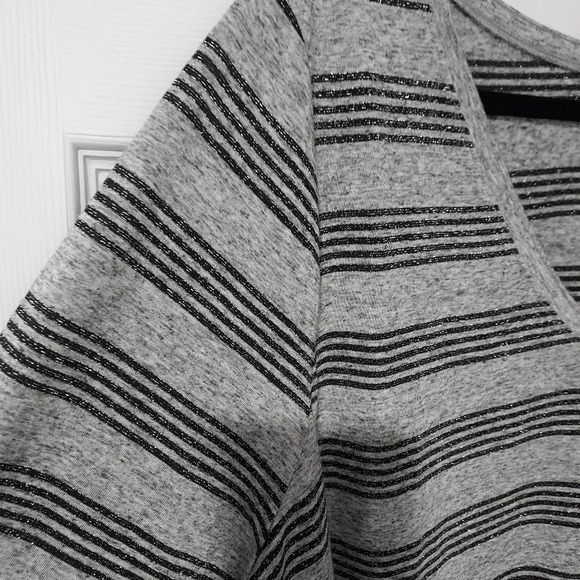 Lane Bryant Black and Gray Shimmery Striped Long Sleeve Shirt in Size 18/20 2X - Picture 4 of 10